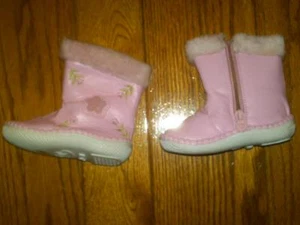 NWT TODDLER GIRLS SOFT PINK ZIPPERED BOOTS WITH FAUX FUR & FLOWERS OSITOS SZ 5 - Picture 1 of 2