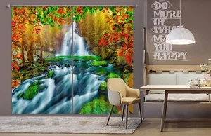 3D Wasserfall Blätter H2294 Foto Blockout Vorhang Stoff Fenster Honey 2023 - Picture 1 of 7