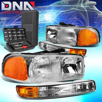 PARA 1999-2007 SERRA YUKON XL CROMO/ÂMBAR SINAL FAROL LÂMPADAS DE PARA-CHOQUE + FERRAMENTAS - Imagem 1 de 4