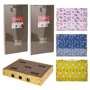 Cat Corrugated Cardboard Scratcher Scratching Pad Kitten Scratch Play Board Mat - Picture 1 of 22