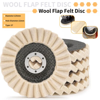 4x Filzscheibe Polierscheibe 125mm Polierrad Schwabbelscheibe Wollfilz Polieren - Bild 1 von 4