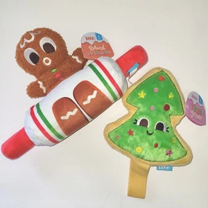 Bark Box Dog Toy Gingerbread Roland Overman & Tree Yo' Self Squeak Crinkle Sz L - Picture 1 of 10