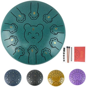 Steel Tongue Drum 11 Note 10 In Percussion Instrument Hand Pan Drum Bear Pattern - Picture 1 of 20