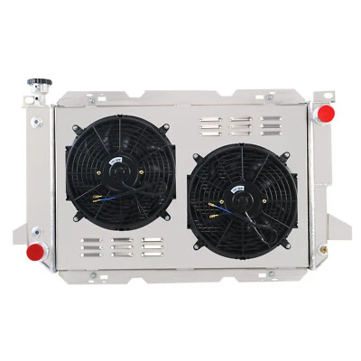 4-ROW ALUMINUM RADIATOR+SHROUD FAN FOR 1985-97 94 FORD F150 F250  F350 5.0L 7.5L Foto 1 de 4