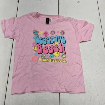 Camiseta Gildan Rosa "Seagrove" Estampado Gráfico Manga Corta Niños Talla X-Pequeña NUEVA Foto 1 de 4