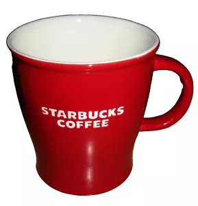 2008 Starbucks Red Ceramic Coffee Mug White Indented Letters 14 oz - Picture 1 of 3