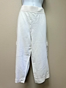 Women’s Large Hanna Andersson White Capri 100% Cotton - Wide Leg NEW - Picture 1 of 11