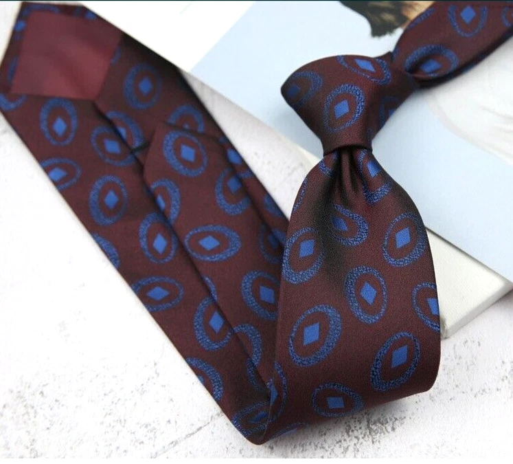 Nueva Corbata Clásica Lunares Rojo Azul JACQUARD TEJIDA 100% Seda Para Hombre Foto 1 de 1
