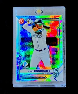 JULIO RODRIGUEZ ROOKIE LIGHT BLUE REFRACTOR HOLO SP Foil Topps - MARINERS - Picture 1 of 5