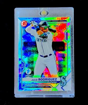 JULIO RODRIGUEZ ROOKIE LIGHT BLUE REFRACTOR HOLO SP Foil Topps - MARINERS - Image 1 of 4