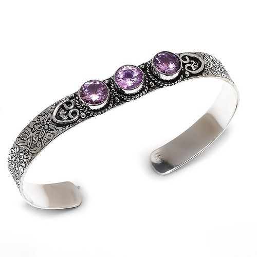 VALENTINO Bracciale in argento sterling 925 fatto a mano con pietre preziose ametista viola regolabile