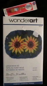 WONDERART SUNFLOWERS WALL HANGING LATCH HOOK KIT 20 X 27 +TOOL NEW - Picture 1 of 2