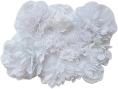 15Pcs белый шифоновое цветок для девочек обруч для волос Baby цветы банты, ремесла, вечеринки дек - Изображение 1 из 2
