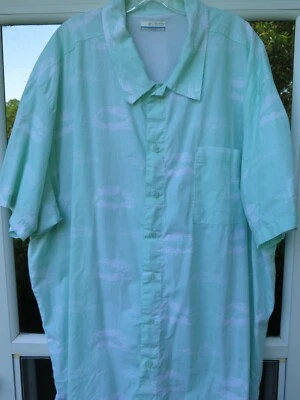 Columbia PFG Mens Cotton Green Fish Print Vented Fishing Shirt XXXXL 4XL Big Man - Image 1 of 4