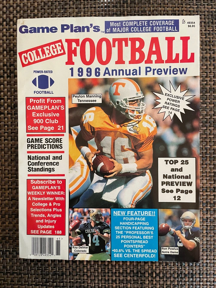 Game Plan's College Football Magazine 1996 Peyton Manning Tennessee Row Powlus  - Image 1 of 1