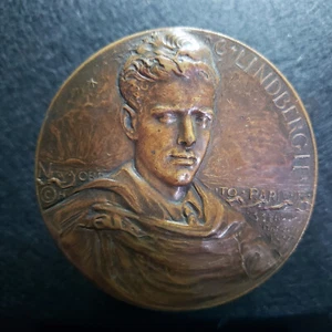 1927 Charles Lindbergh Bronze Medal – Spirit of St. Louis NY–Paris Flight – VF - Picture 1 of 11