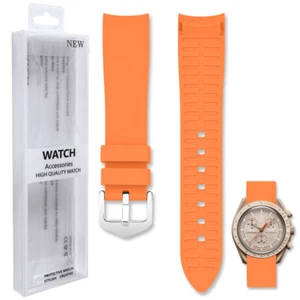 20mm 22mm Two-Piece Strap Arc Interface Silicone Watch Band For Omega x Swatch - Picture 1 of 30