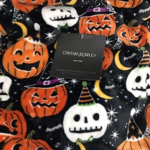 Cynthia Rowley Halloween Party Pumpkin Throw Blanket Micro Fleece Jack-o-Lantern - Picture 1 of 4