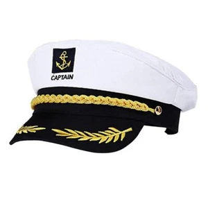 Navy Captain Hat Skipper Yacht Hat Sailor Costume Cosplay Fancy Dress - Picture 1 of 13
