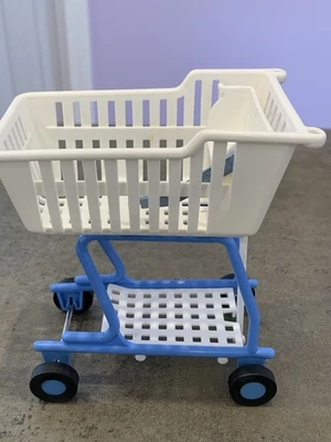 Carro de compras Barbie y Kelly 1995 "Shoppin' Fun" azul blanco falta mango Foto 1 de 4