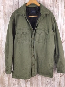 Izod Men's Large Olive Green Field Barn Chore Quilted Lined Jacket Coat Pockets - Picture 1 of 6