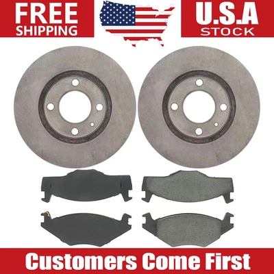 Front Brake Rotors + Brake Pads Set for 1985 - 1992 1993 Volkswagen Cabriolet - Image 1 of 4