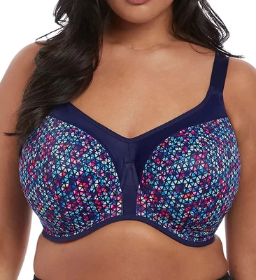 Elomi Plus Size Energise Underwire Sports Bra - Navy Geo - 40M - Image 1 of 4