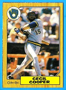 Cecil Cooper 1987 O-Pee-Chee caja inferior espalda en blanco #D (ex-mt) Milwaukee Brewers - Imagen 1 de 2