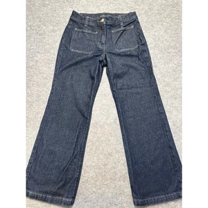 J.Crew 25P Wide Leg Dark Wash Denim Jeans Women’s Petite High Rise Casual - Picture 1 of 5