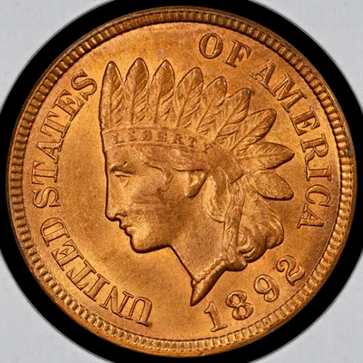 1892 1C Indian Head Cent_ GEM BU MSRD _ Full Red, Nice Quality & Color_ [JX-833] - Image 1 of 4