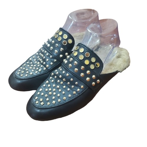 Steve Madden Jordan borchie nere foderate in pelliccia muletto donna taglia 8 pelle