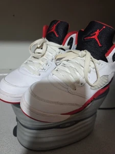 Nike Air Jordan  Retro GS Youth 4 White Red Black  Preowned no box - Picture 1 of 12