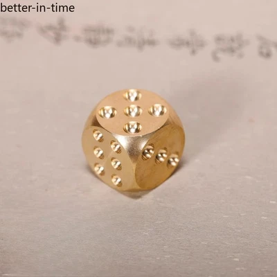 15mm Chinese Brass Dice Ornament Mahjong Dice Decoration Arts and Crafts - Image 1 of 4