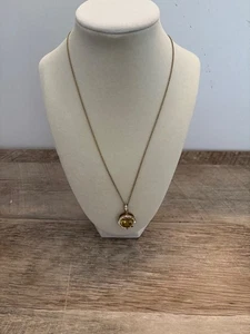 Halskette mit Anhänger, gelber Stein, Modeschmuck - Bild 1 von 6