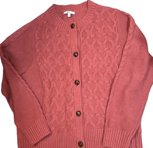 VTG Grandma Cable Knit Cardigan Sweater Orange 44” L Bust Cottage Core #orange - Picture 1 of 7