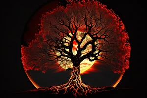 Canvas Art Red Tree Of Life Sunset Wall Picture Poster Print - Picture 1 of 22