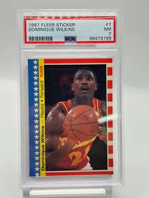 1987-88 Fleer - Stickers Dominique Wilkins #7 - PSA 7 - Image 1 of 2