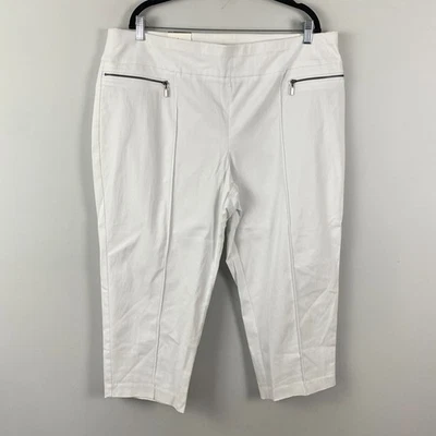 Pantalones capri Style & Co talla 2XL blancos bolsillos con cremallera elásticos cintura alta Foto 1 de 4