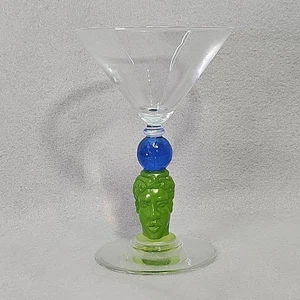 Richard Jolley 1996 American Art Sapphire Bombay Tiki Martini Glass - Picture 1 of 14