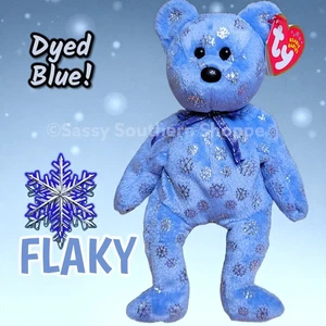 ❄️ FLAKY ❄️ 2002 Ty Beanie Babies Copo de Nieve OSO *Teñido a Mano AZUL* Bebé *MWMT* - Imagen 1 de 4