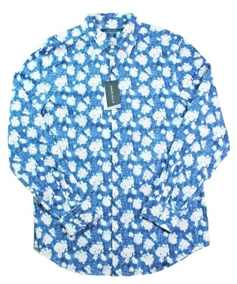 Camisa Perry Ellis Para Hombres M Manga Larga Botón Frontal Elastizada Informal Azul $79 NUEVA Foto 1 de 4