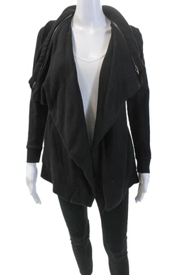 Allsaints Womens Full Zipper Dahlia Long Sleeves Sweater Black Cotton Size Small - Image 1 of 4