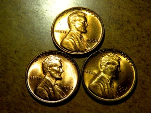 Lovely Gem Brilliant Uncirculated FULL RED 1952PDS Lincoln 3 Coin Year Set D9 - Picture 1 of 2