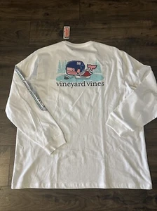 NWT Vineyard Vines Pond Hockey Whale Long Sleeve Pocket Tee Tshirt - XXL 2XL - Picture 1 of 6
