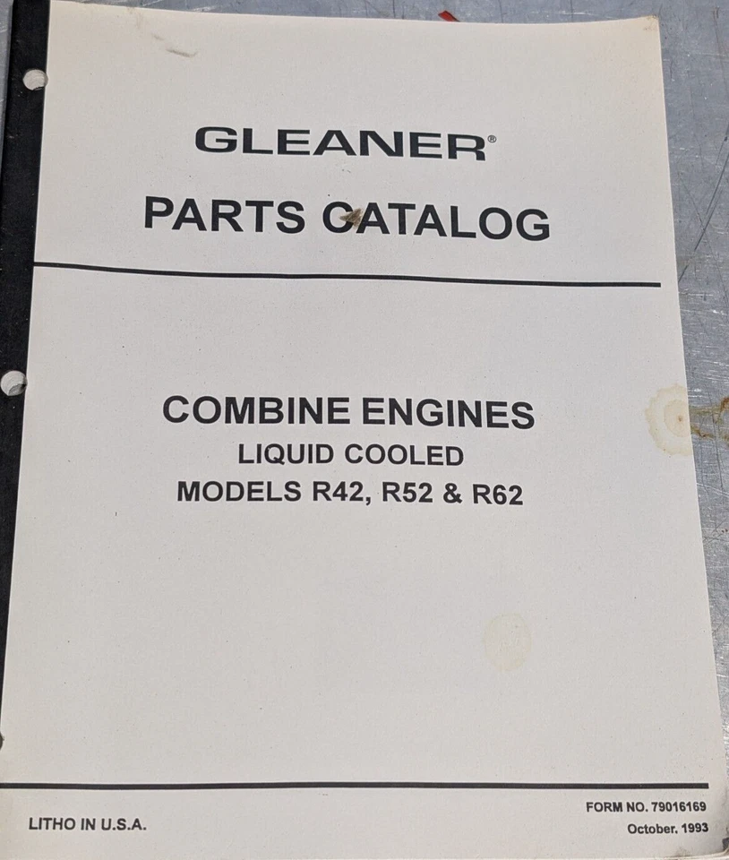 Gleaner R42, R52 & R62 Combine Engine Parts Catalog Manual Water Cooled Engines - Image 1 of 1
