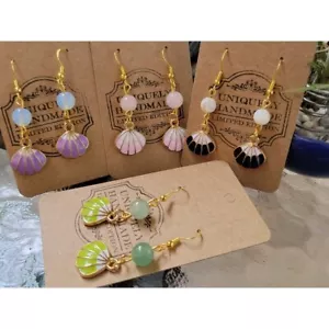 Charm und Kristall Meer Ohrringe Aphrodite inspiriert Muschel Schmuck - Bild 1 von 5
