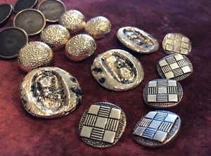 4 Sets Of Mid Century Lucite Button Gold Silver Tone Retro Vintage Boho - Bild 1 von 3