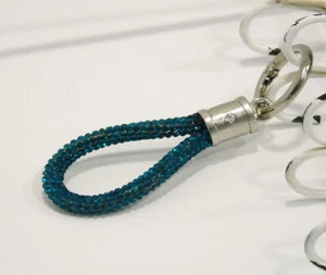 MINI Schlüsselanhänger PEACOCK BLUE / Türkis, Petrol / Silber // 14cm // Glitzer - Picture 1 of 3