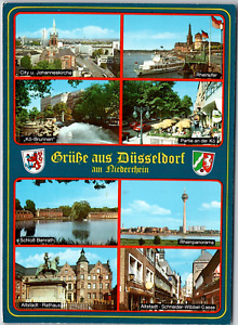 Germany Dusseldorf City Building Boat Europe Aerial View Vintage Postcard