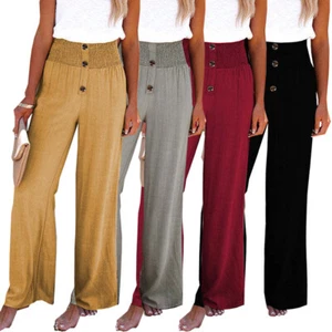 Women High Waist Casual Waist Wide Legs Pant with Pockets Wide Legs Lounge Pant\ - Picture 1 of 19